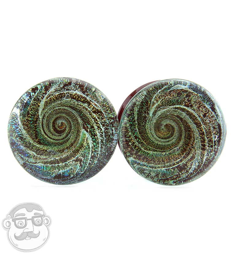 Maroon Cosmic Spiral Glass Plugs - Mrs Treak