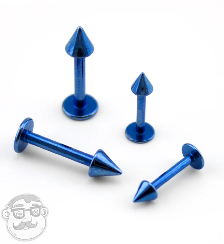 Blue PVD Spike Labret Flatback - Mrs Treak