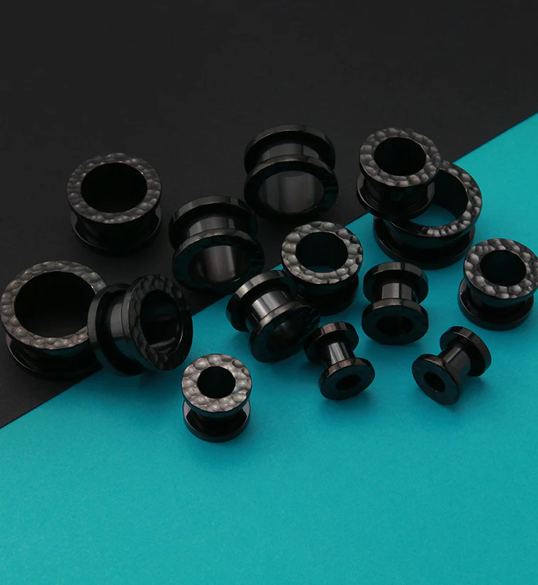 Hammered Black PVD Stainless Steel Tunnels - Mrs Treak