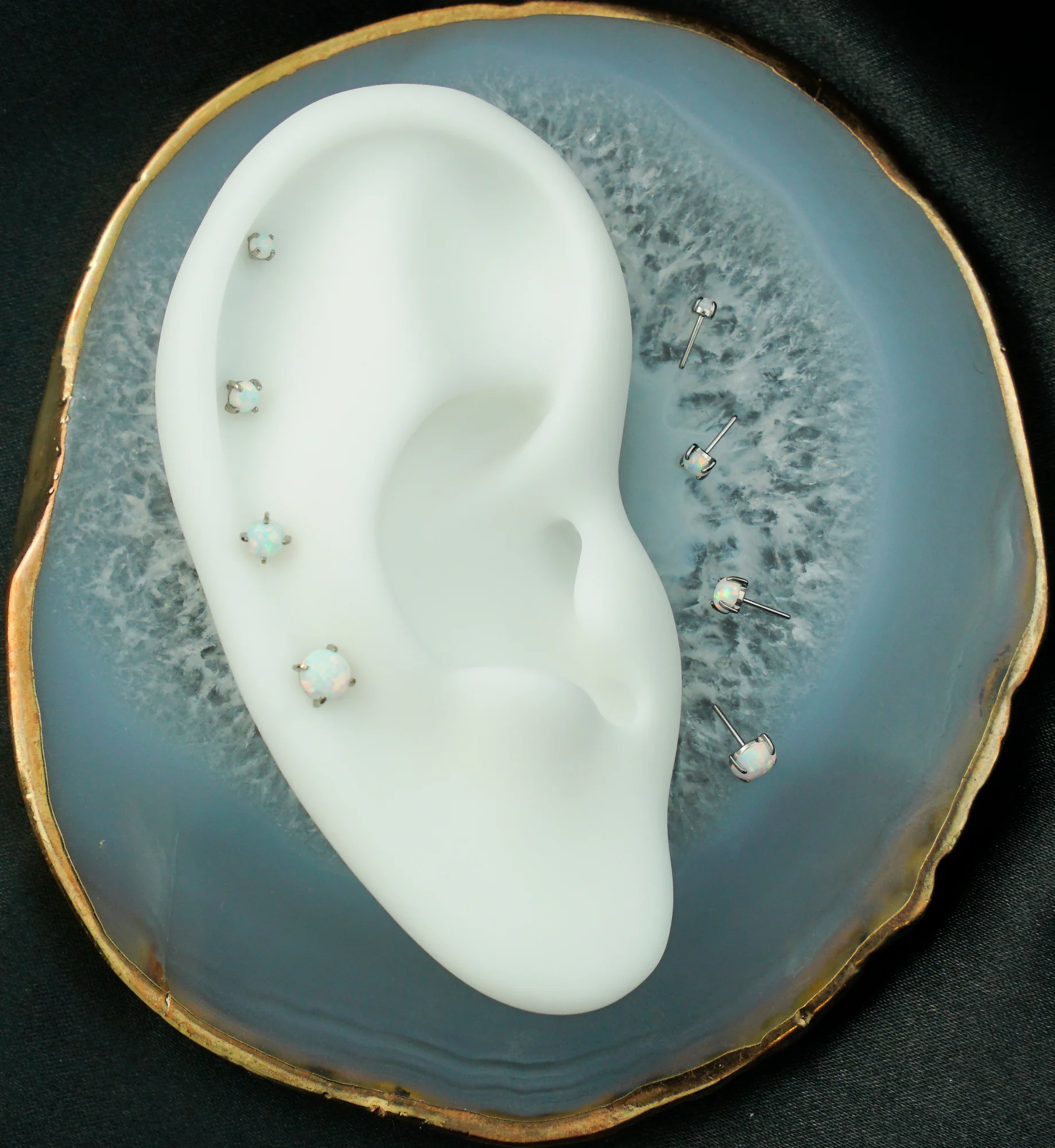 Prong White Opalite Titanium Threadless Top - Mrs Treak