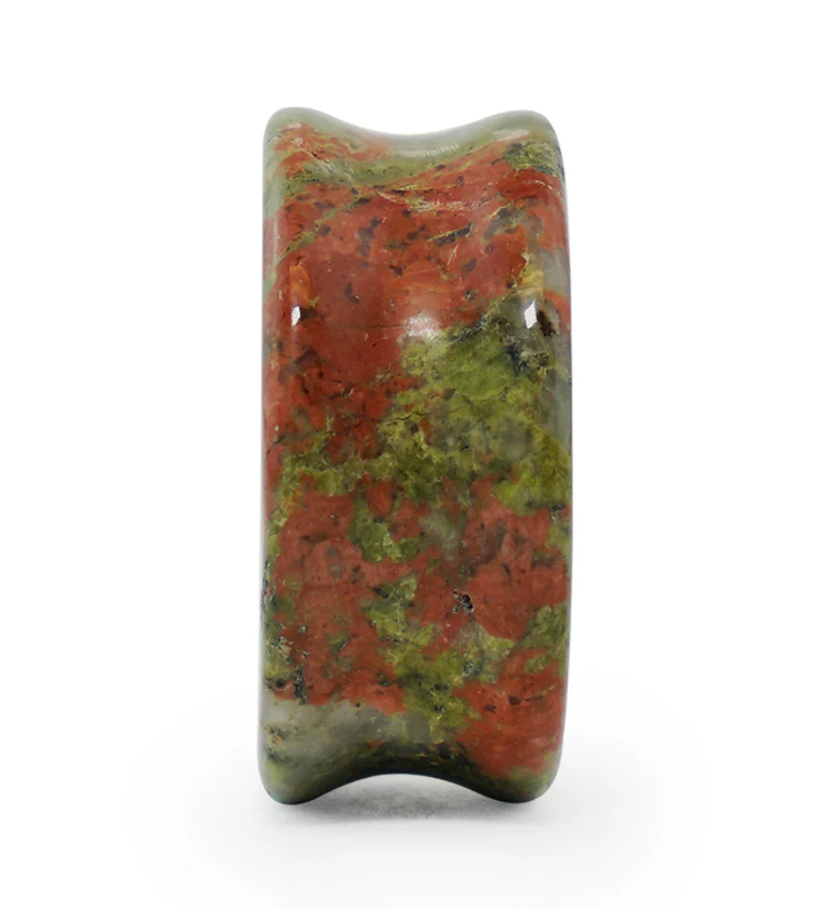 Double Flare Unakite Stone Plugs - Mrs Treak