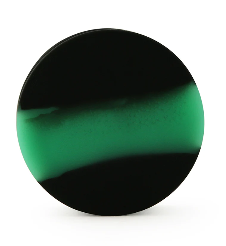 Emerald And Black Double Flare Silicone Plugs - Mrs Treak