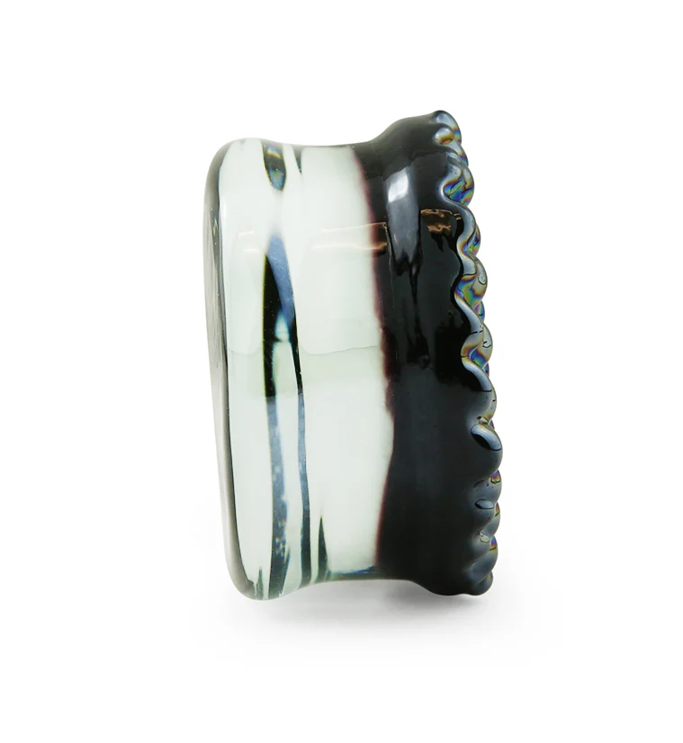 Black Iridescent Glass Plugs - Mrs Treak