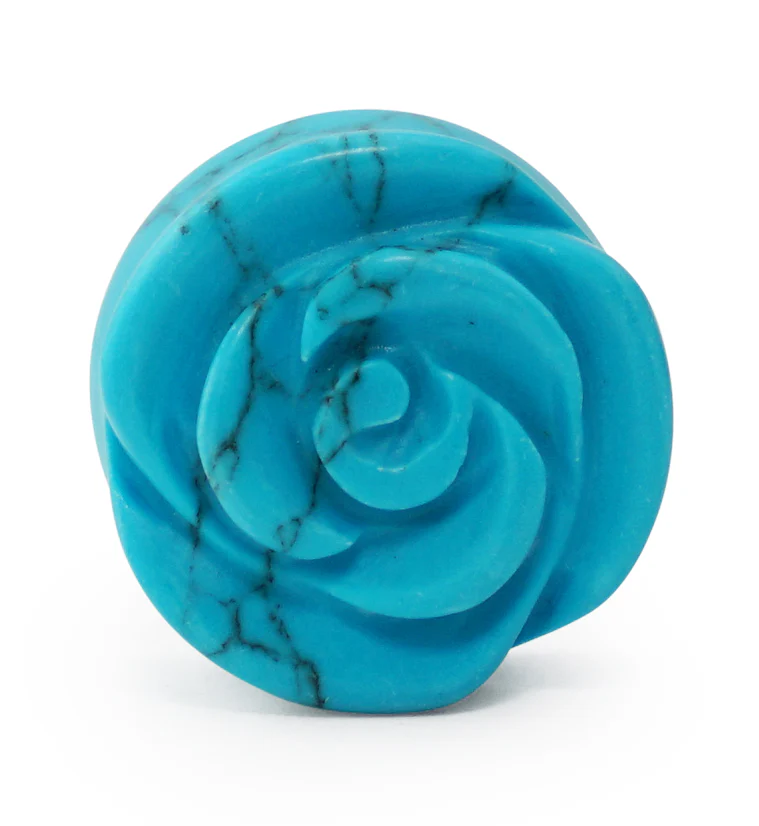 Howlite Turquoise Stone Rosebud Plugs - Mrs Treak