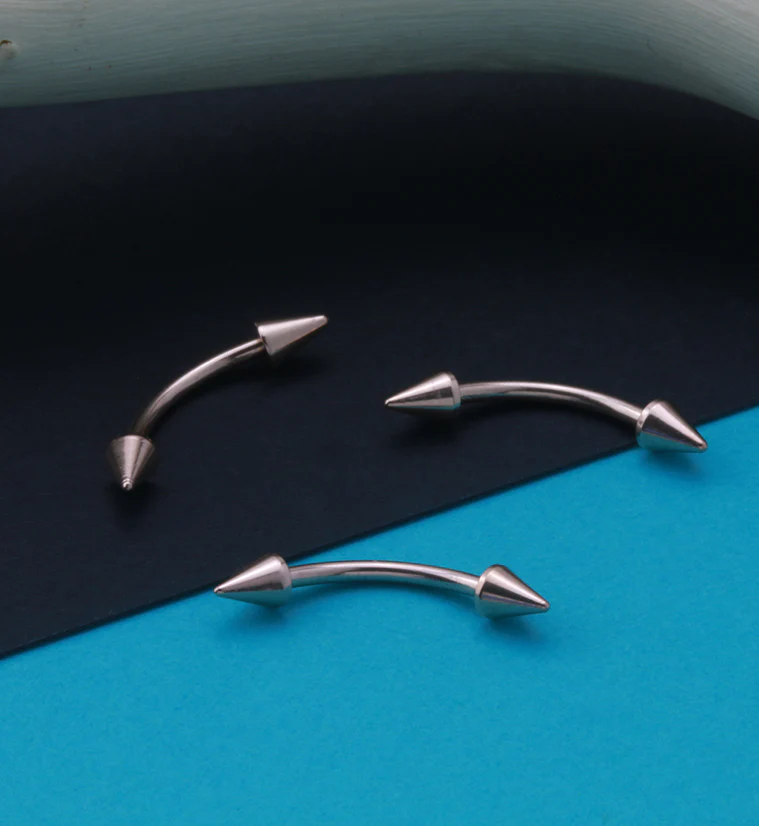 Rose Gold PVD Spiked Curved Barbell - Mrs Treak