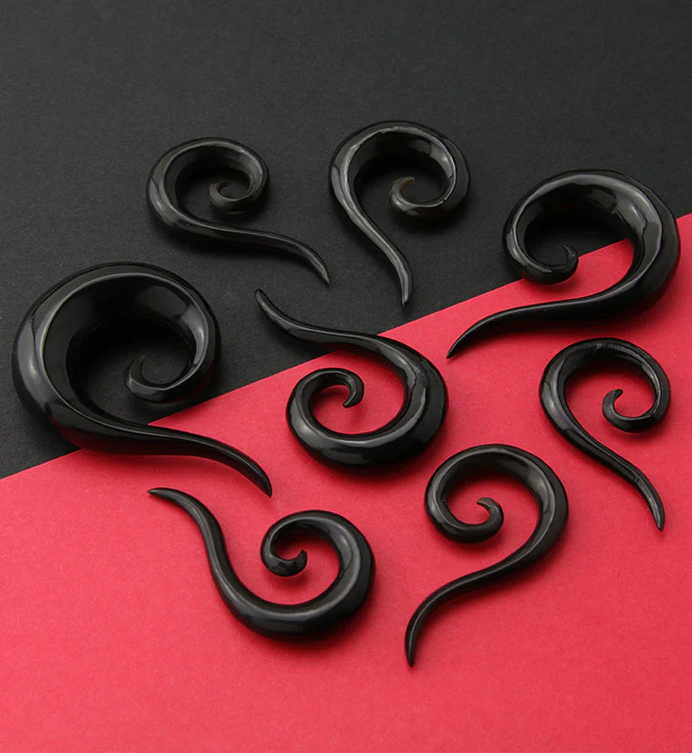 Black Horn Tail Semi-Spirals - Mrs Treak