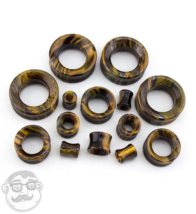 Tiger Eye Double Flare Tunnels - Mrs Treak