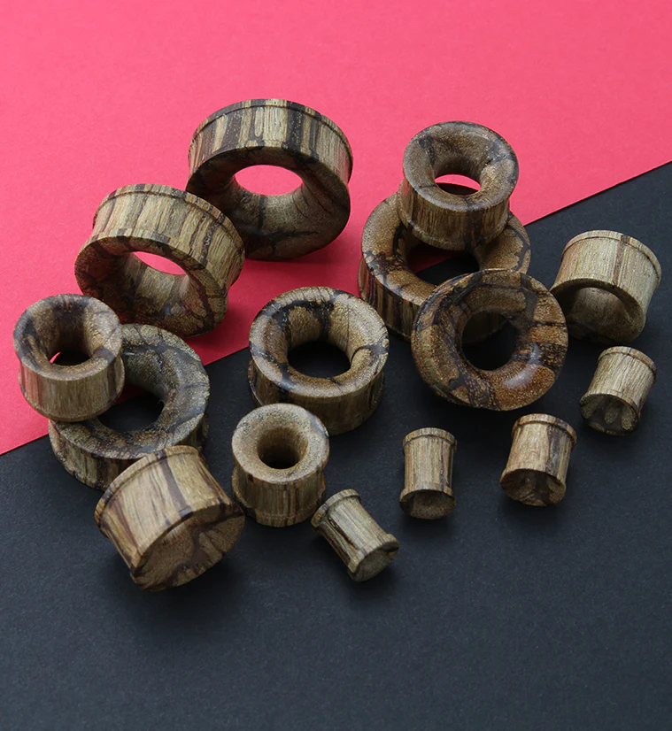 Batik Wood Concave Tunnel Plugs - Mrs Treak