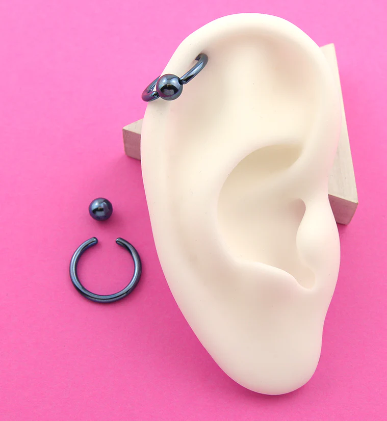 Blue Titanium Captive Ring - Mrs Treak