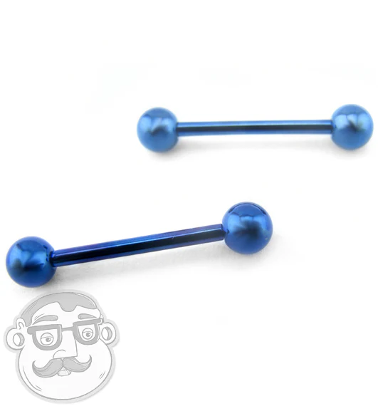 Blue Titanium Barbell - Mrs Treak