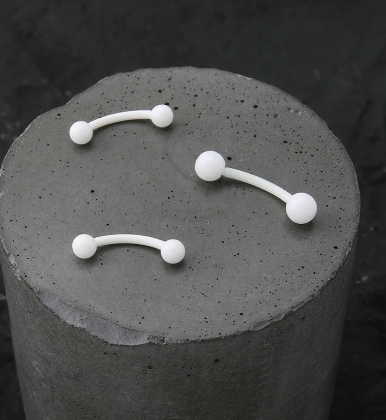 White Acrylic Curved Barbell - Mrs Treak