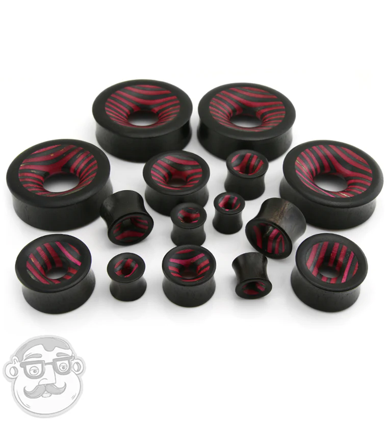 Black & Pink Wood Skateboard Concave Tunnel Plugs - Mrs Treak