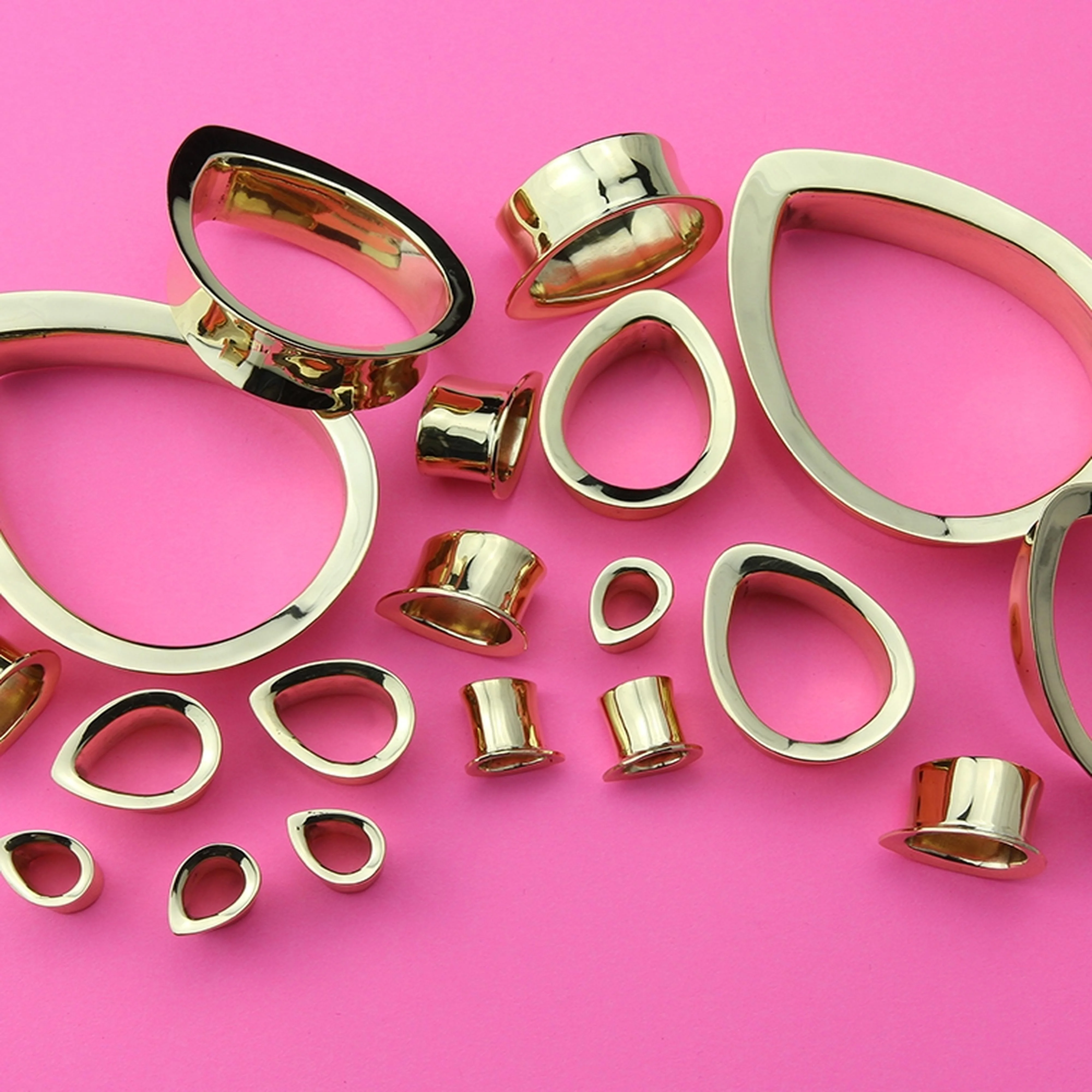 Teardrop Golden Brass Tunnels - Mrs Treak