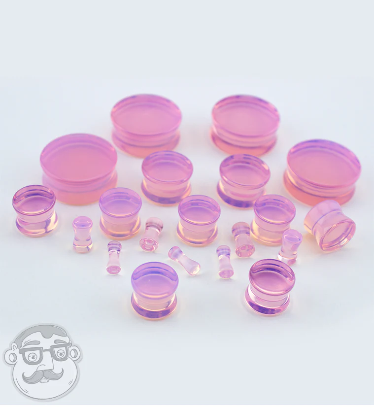 Pink Opalite Glass Plugs - Mrs Treak