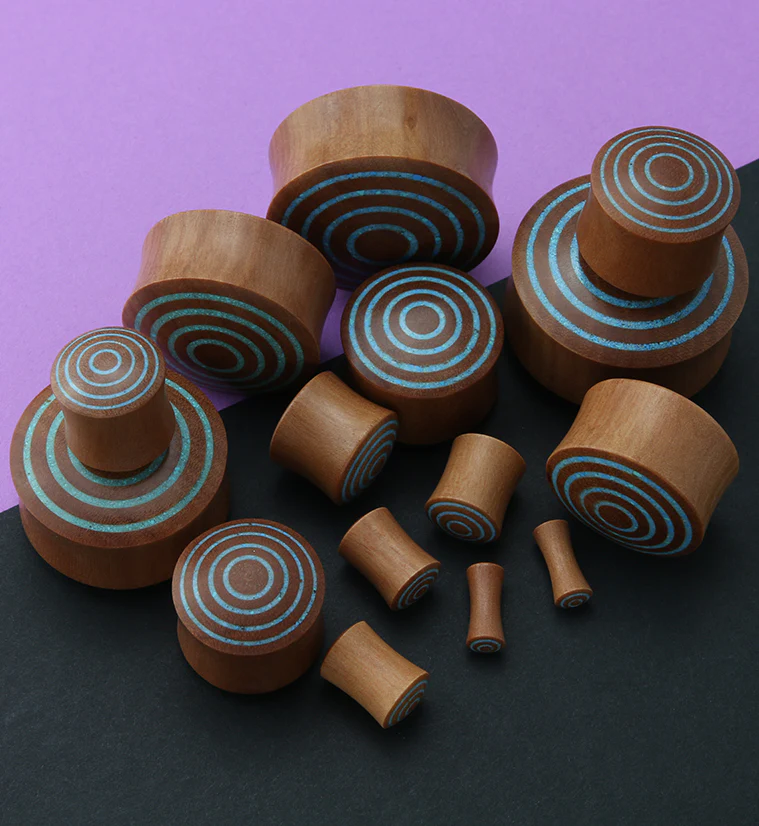 Target Turquoise Howlite Stone Inlay Saba Wooden Plugs - Mrs Treak