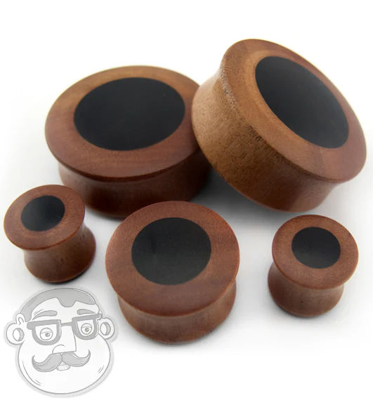 Saba Wood Plugs With Sono Wood Inlay - Mrs Treak