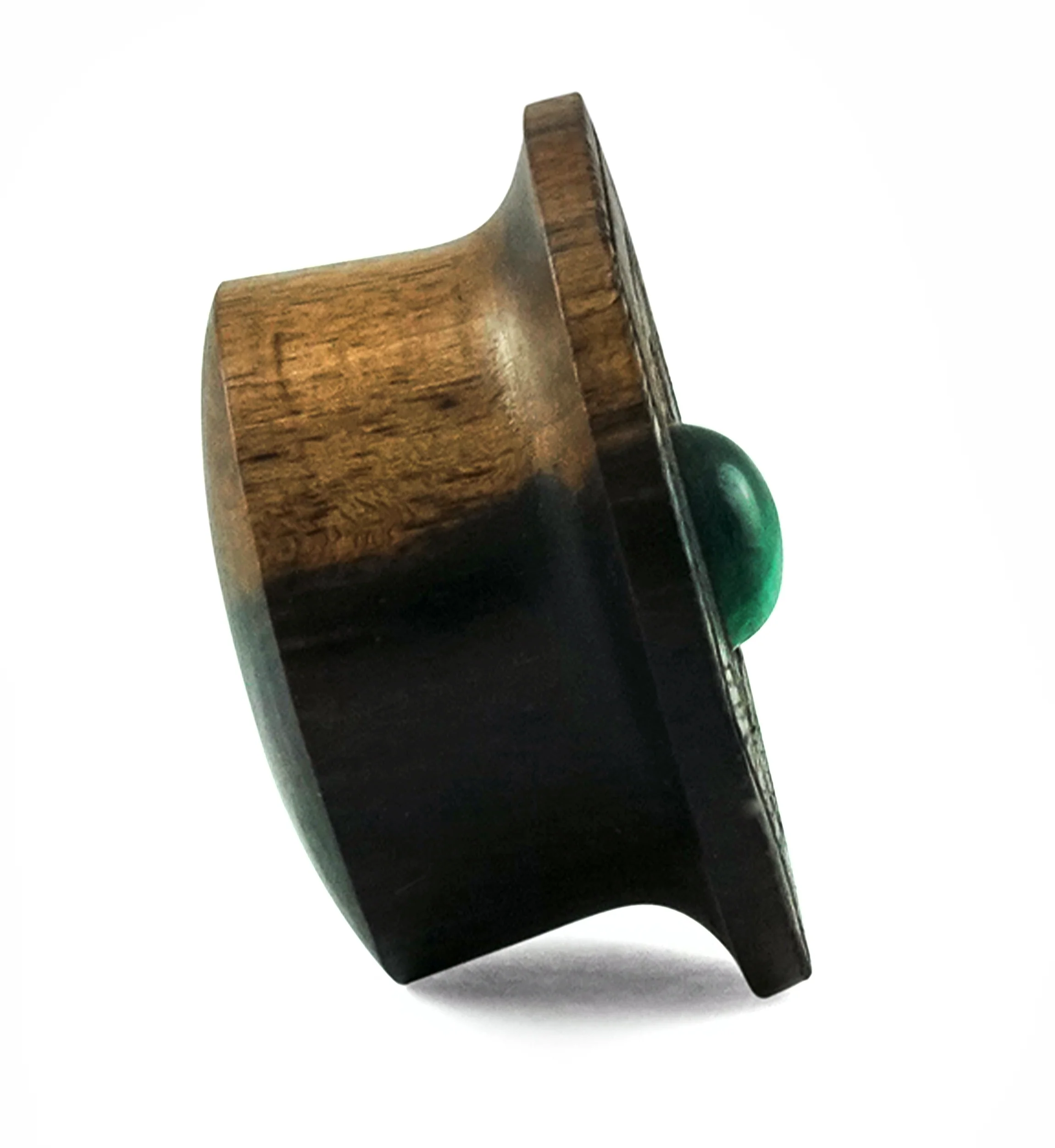 Boundary Geo Malachite Stone Inlay Areng Wood Mayan Flare Plugs - Mrs Treak