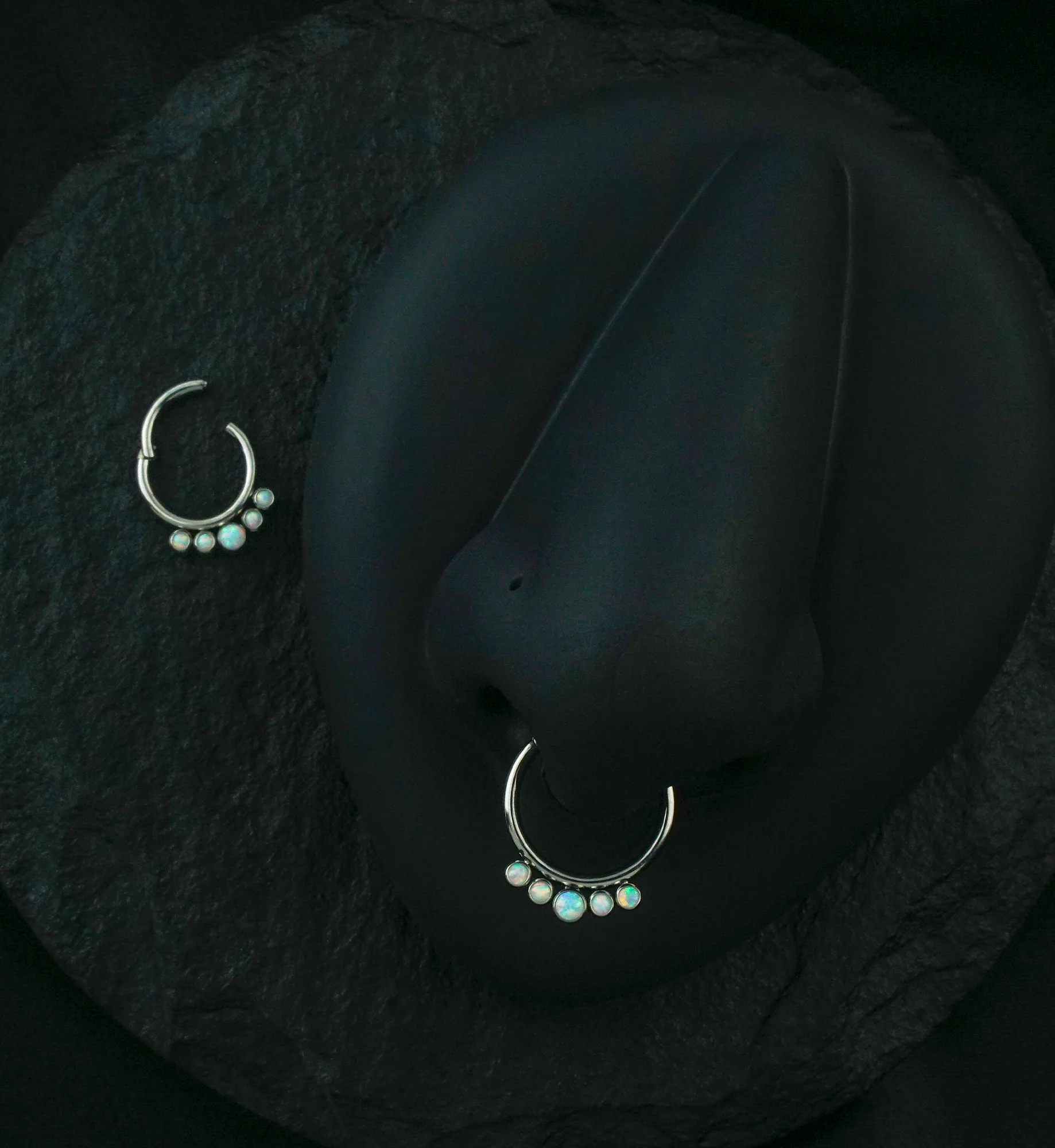 Titanium Hinged Multi Opalite Segment Ring - Mrs Treak