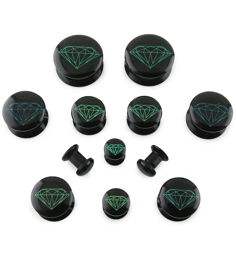 Black & Blue Diamond Acrylic Plugs - Mrs Treak