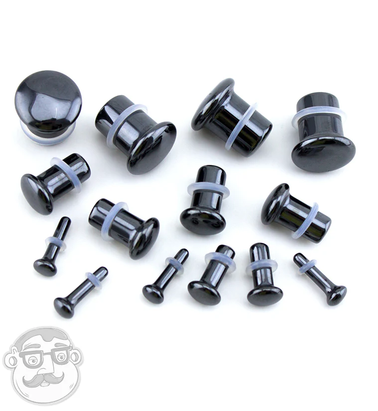 Single Flare Hematite Stone Plugs - Mrs Treak