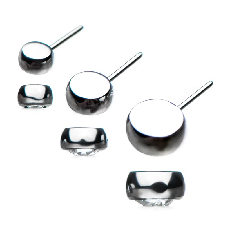 Titanium Threadless Side Facing Clear Gem Top - Mrs Treak