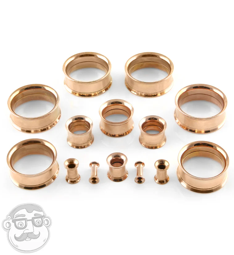 Rose Gold PVD Steel Internally Threaded Tunnel Plugs - Mrs Treak