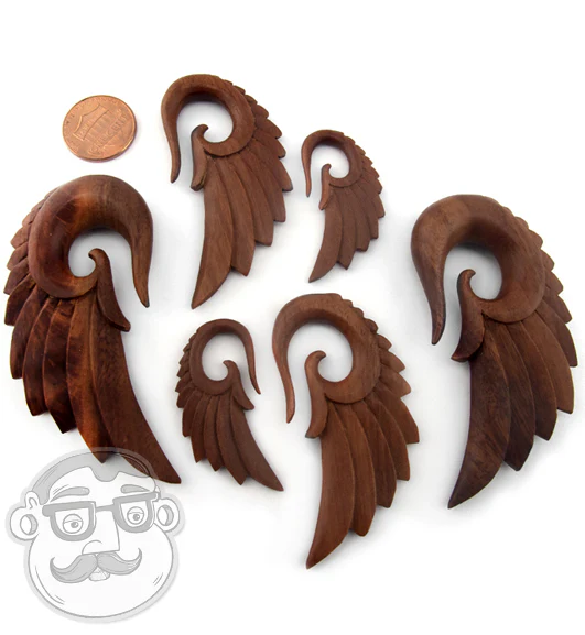 Saba Wood Angel Wing Hanger Plugs - Mrs Treak