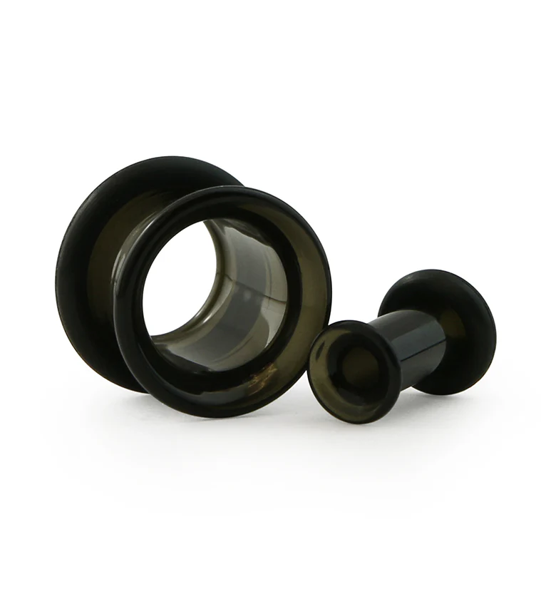 Midnight Black Glass Tunnel Plugs - Single Flare - Mrs Treak