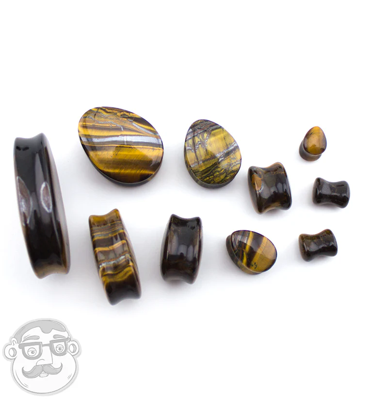 Tiger Eye Stone Teardrop Plugs - Mrs Treak