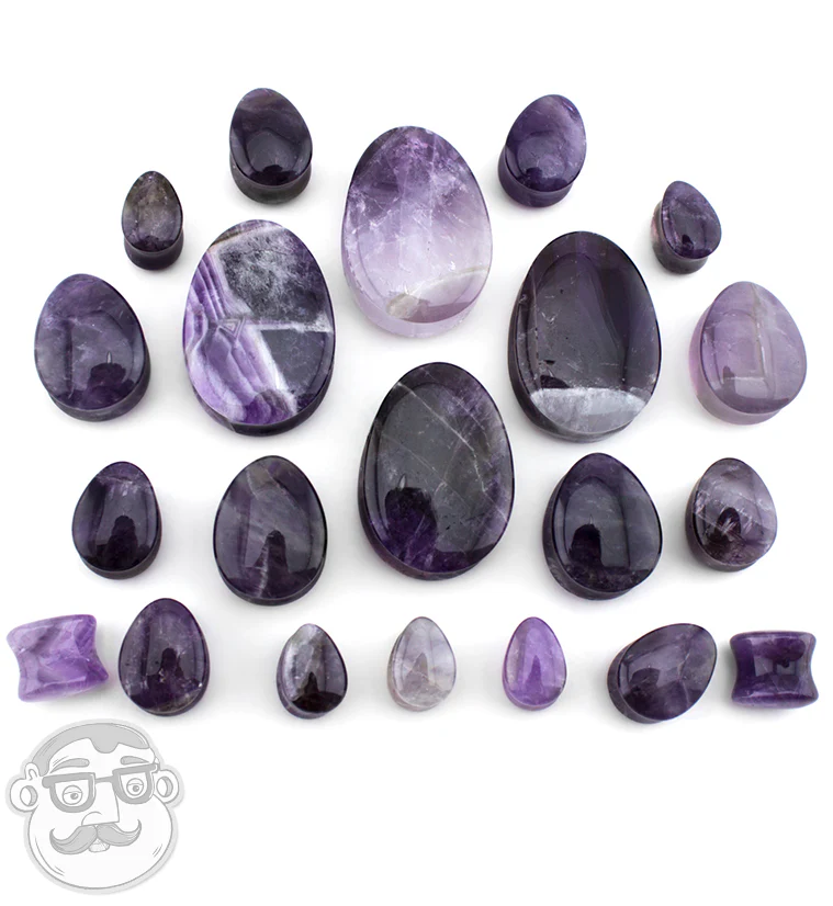 Amethyst Stone Teardrop Plugs - Mrs Treak