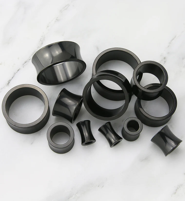 Black PVD Stainless Steel Saddle Tunnels - Mrs Treak