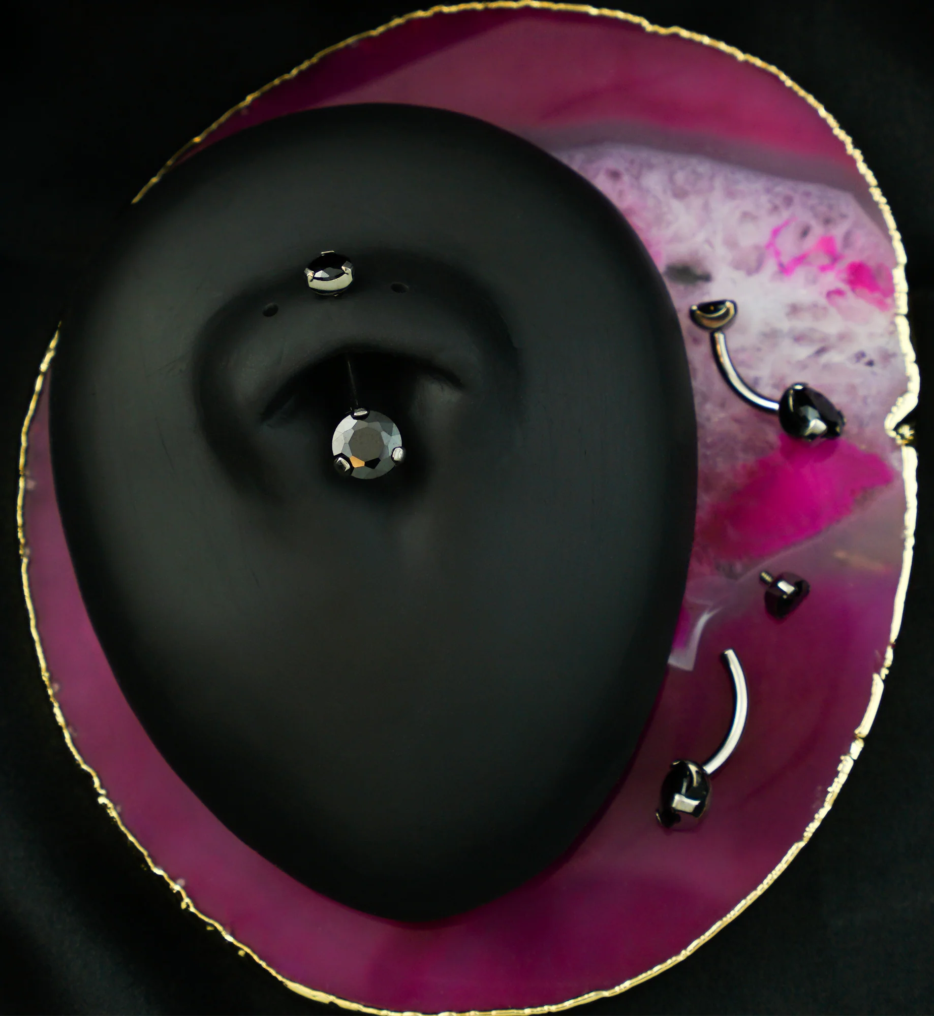 Black CZ Titanium Internally Threaded Belly Button Ring - Mrs Treak