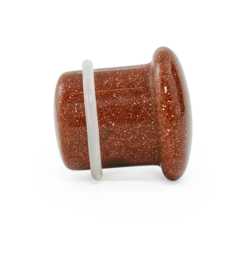 Single Flare Goldstone Glass Plugs - Mrs Treak