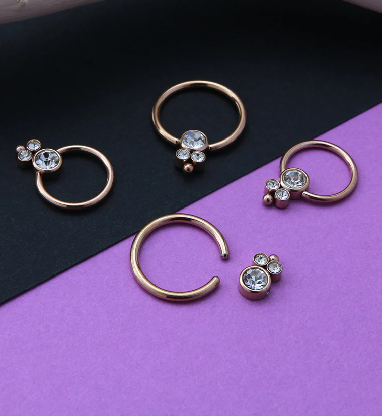 Rose Gold PVD Bevy CZ Captive Ring - Mrs Treak