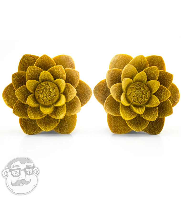 Jackfruit Wood Carved Camellia Flower Plugs - Mrs Treak