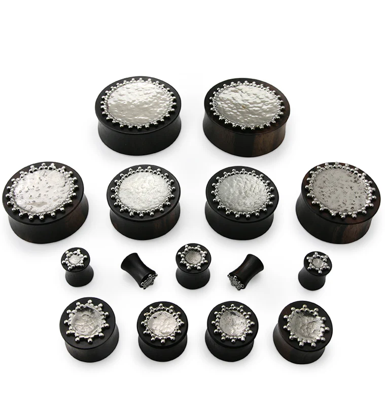 Doily White Brass Inlay Areng Wood Plugs - Mrs Treak