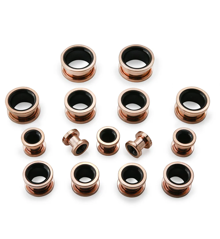 Rose Gold X Black Stainless Steel Tunnels - Mrs Treak