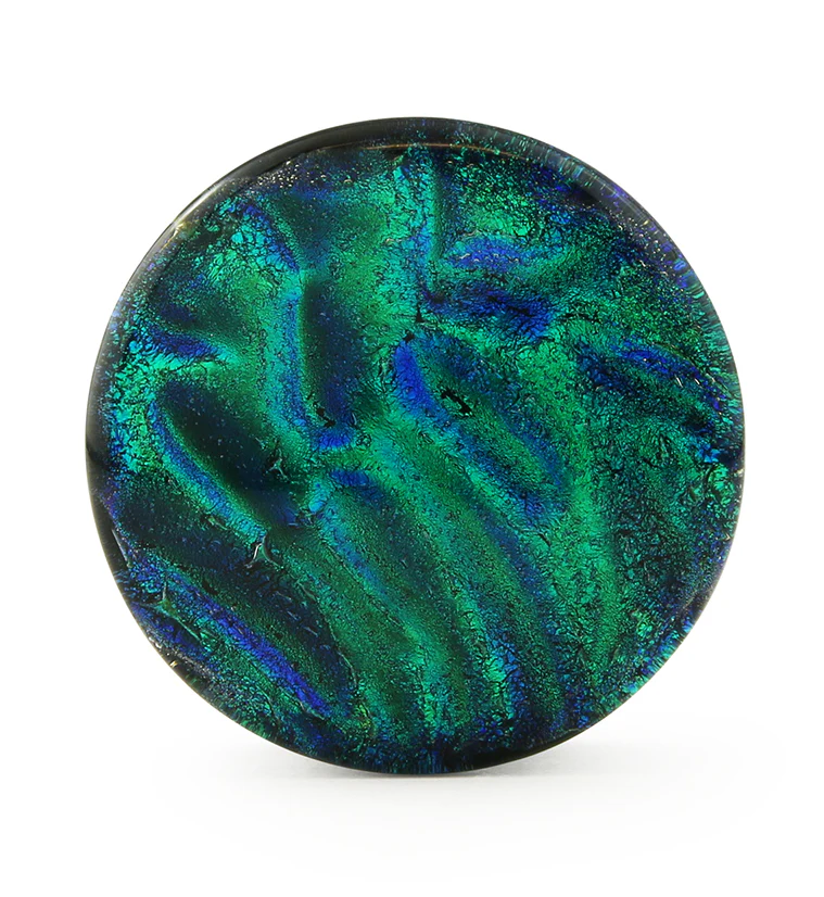 Arcadia Blue & Green Dichroic Glass Plugs - Mrs Treak
