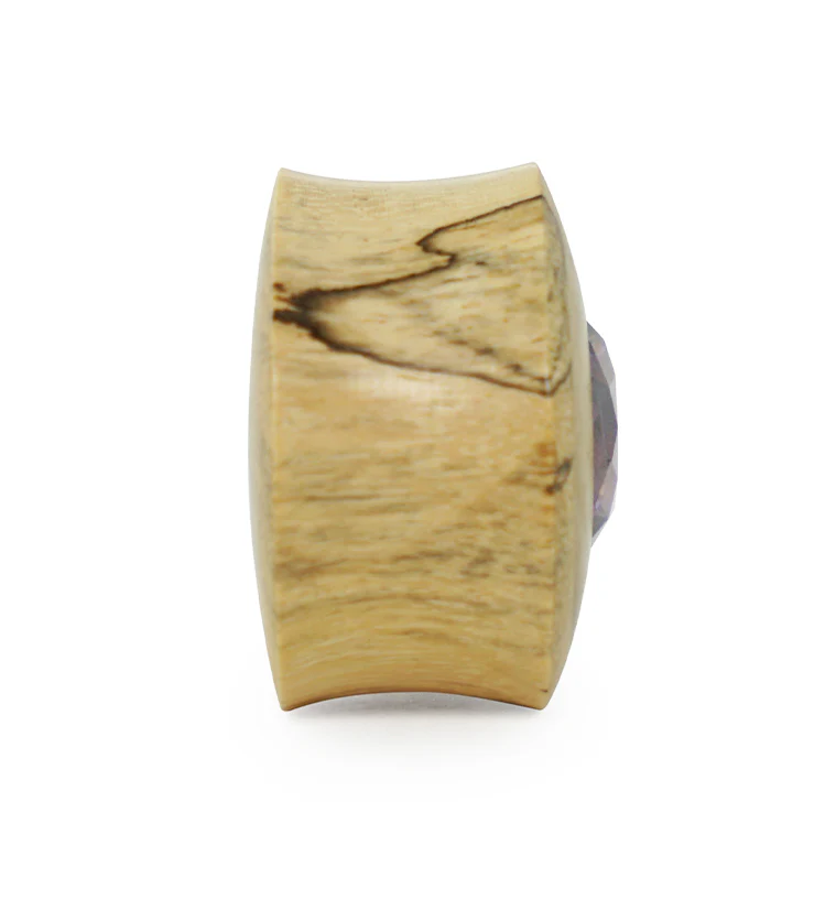 Tamarind - Crocodile Wood Plugs With Purple CZ Gem Inlay - Mrs Treak