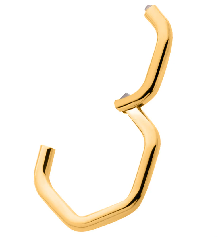 Gold PVD Hex Stainless Steel Hinged Segment Ring - Mrs Treak