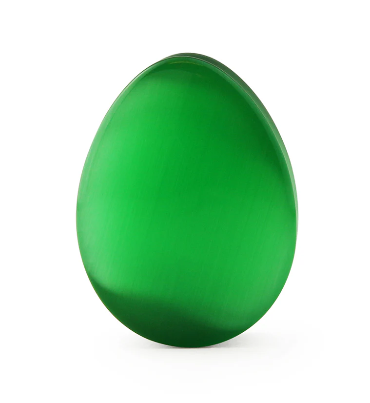 Green Cat's Eye Glass Teardrop Plugs - Mrs Treak