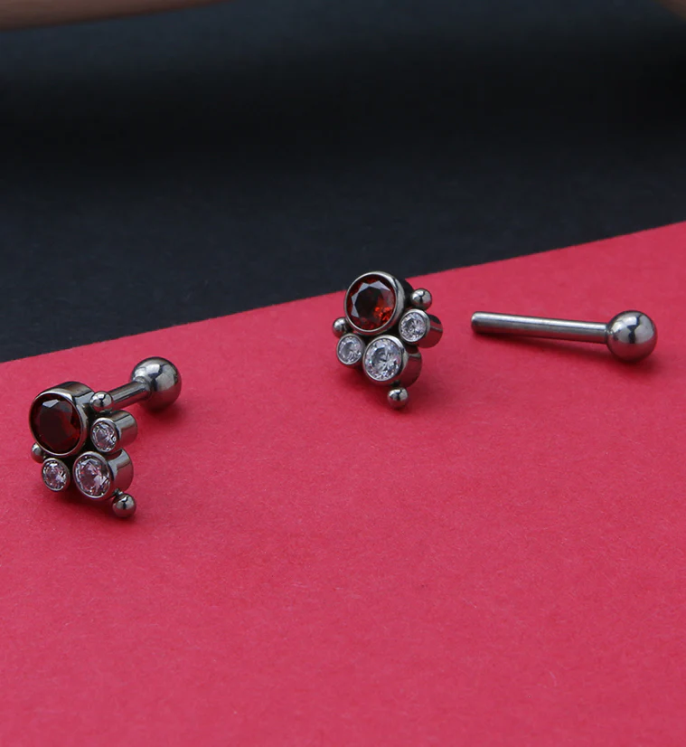 Bundle Red CZ Titanium Threadless Cartilage Barbell - Mrs Treak