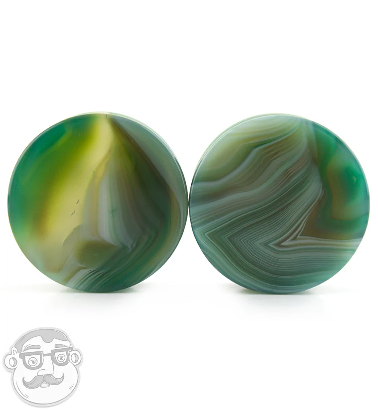 Green Agate Stone Plugs - Mrs Treak