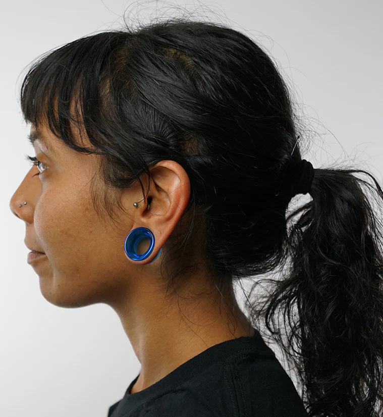Oceano Blue Glass Tunnel Plugs - Mrs Treak