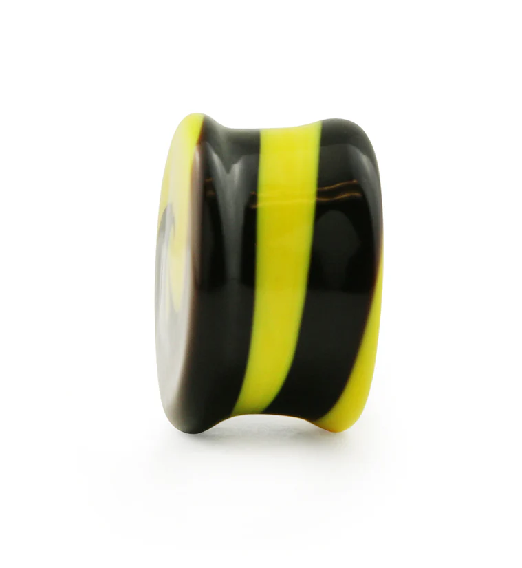 Black & Yellow Swirl Glass Plugs - Mrs Treak