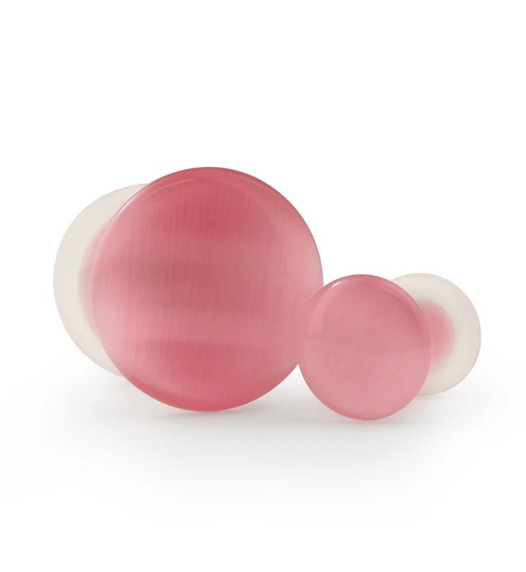 Pink Cat's Eye Glass Single Flare Plugs - Mrs Treak