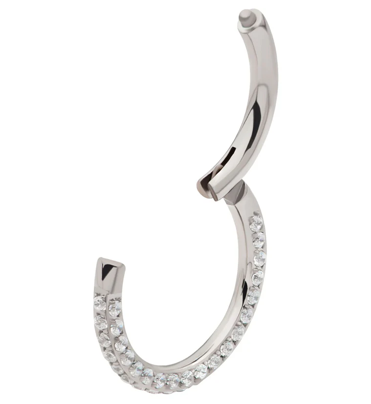 Three Sided CZ Titanium Hinged Segment Ring - Mrs Treak