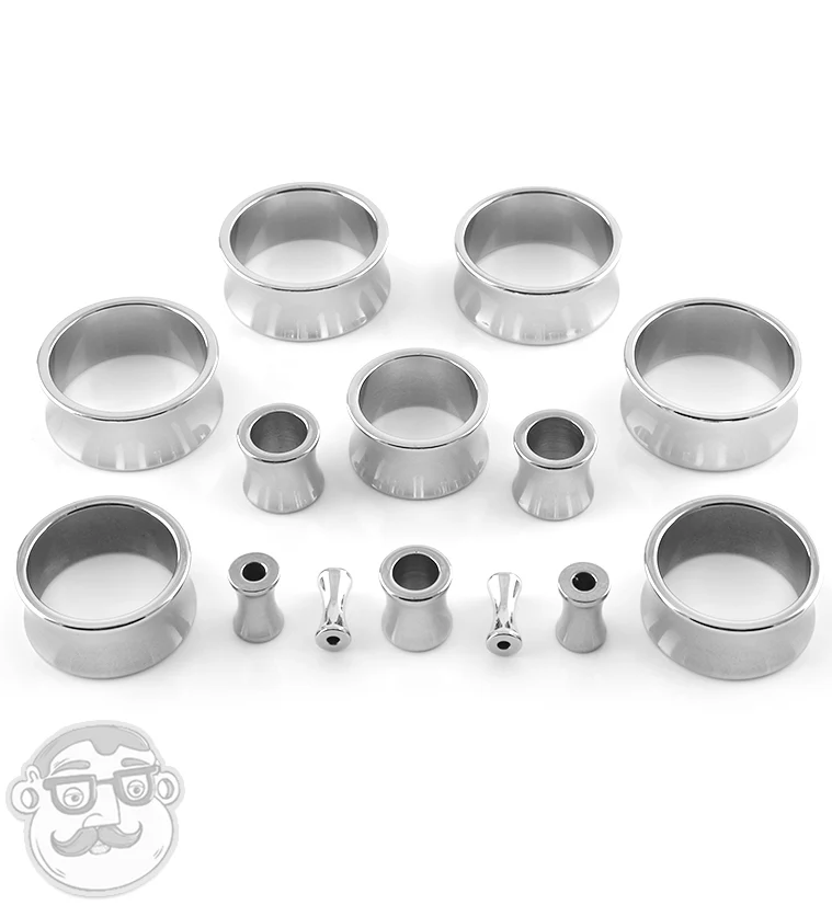 Stainless Steel Saddle Flare Tunnel Plugs - Mrs Treak