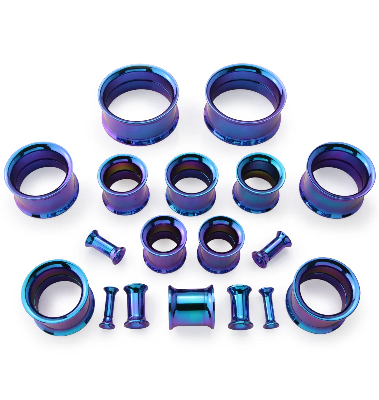 Blurple Anodized Stainless Steel Internally Threaded Tunnel Plugs - Mrs Treak