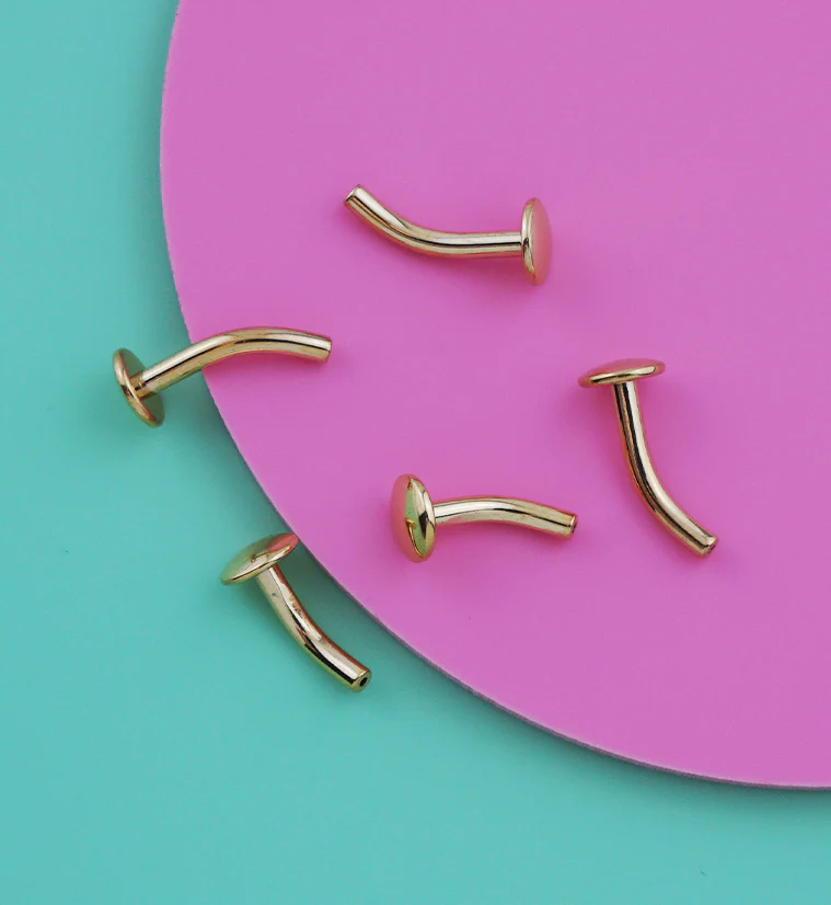 Gold PVD Curved Titanium Threadless Labret (Post Only) - Mrs Treak